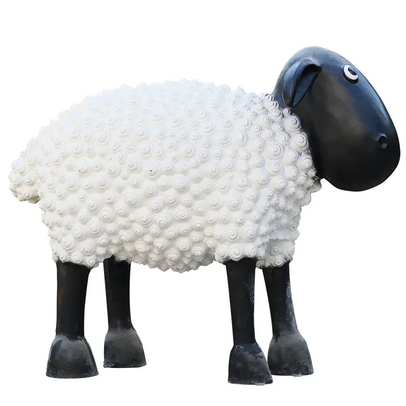 Gardening Tools Cartoon - Cartoon sheep sculpture outdoor fiberglass garden
