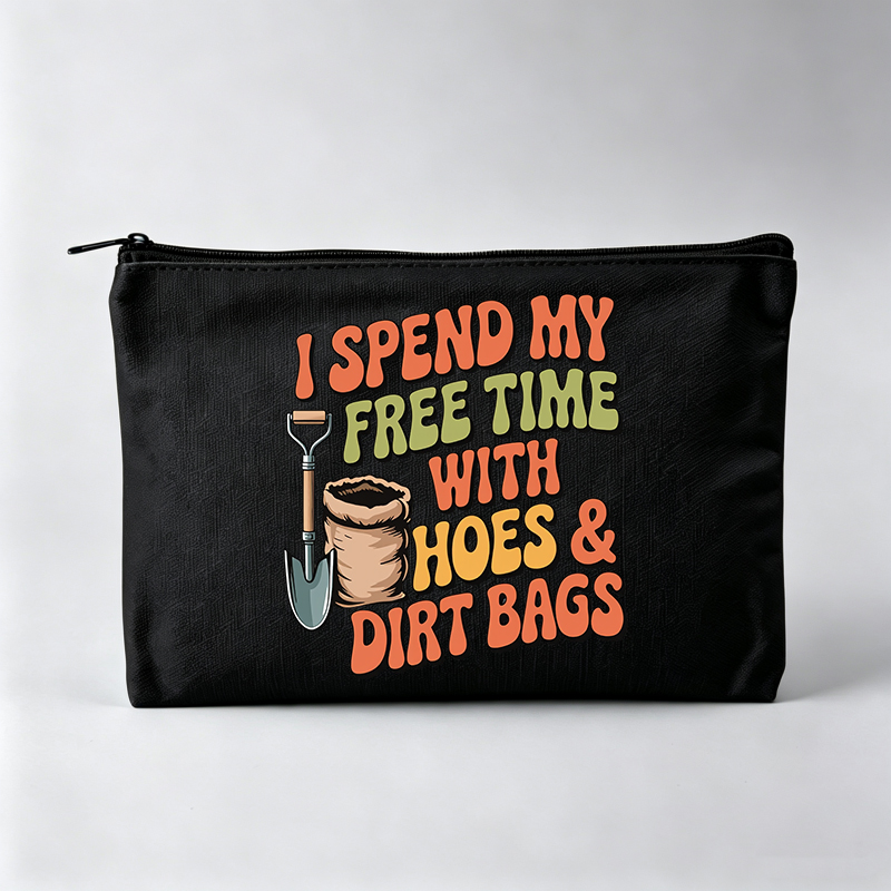Gardening Tools Cartoon - Women's Letter Print Makeup Bag with