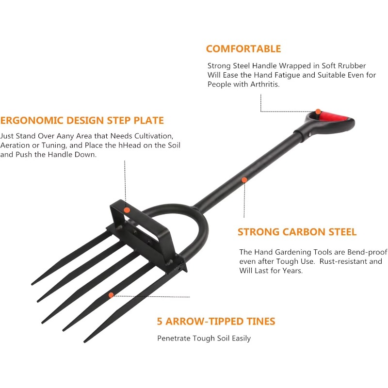 Heavy Duty 5 Tine Pitchfork Ga - Spade Digging Fork review and price