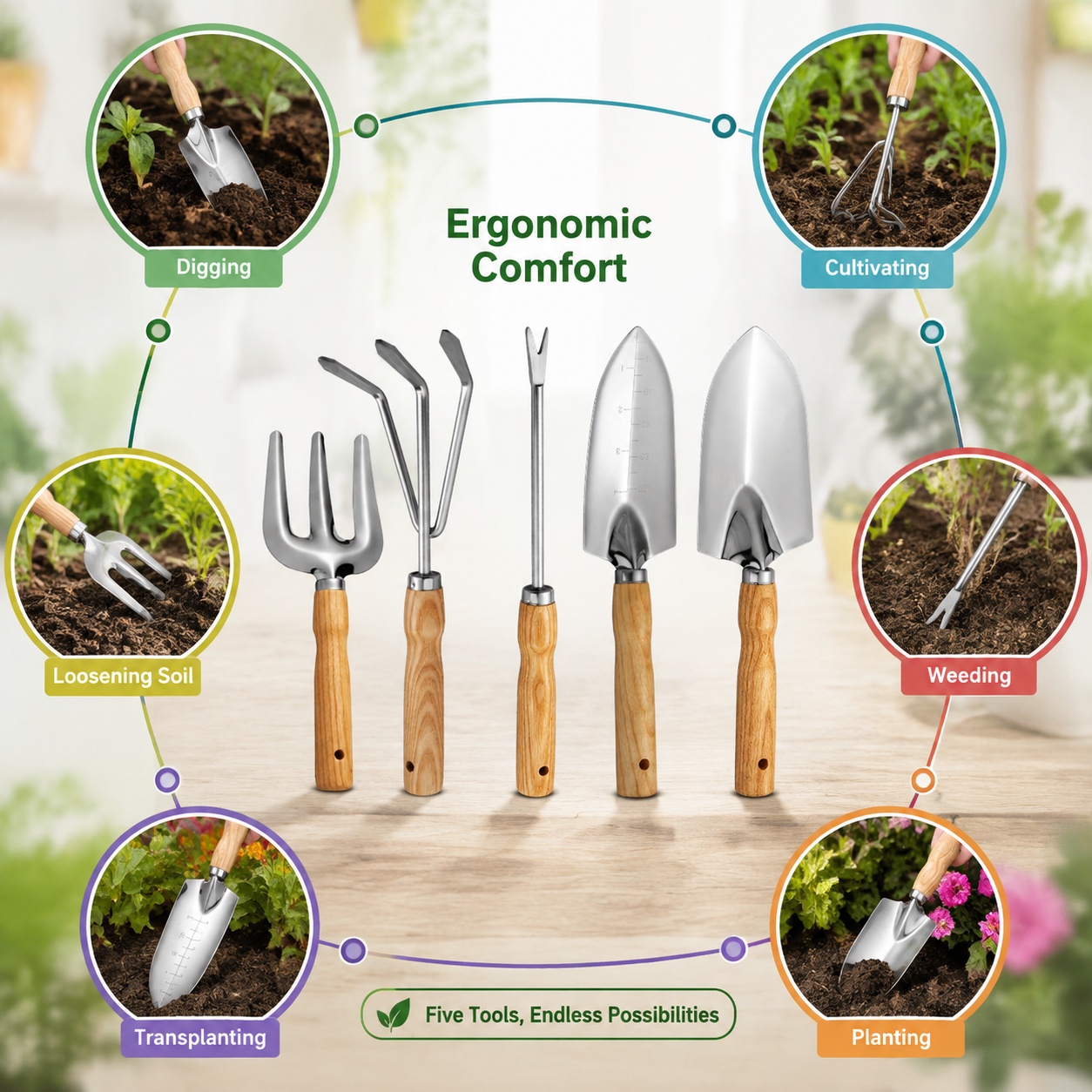 5Pcs/Set Mini Garden Tool Set  - Spade Digging Fork review and price